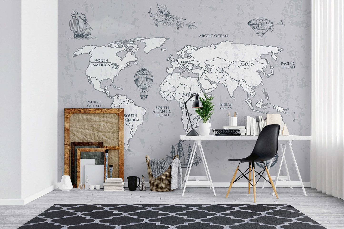 Vintage World Map | Kitchen + Metal