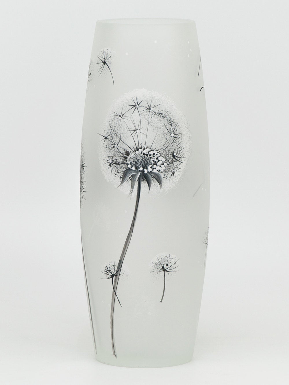 Skirt with black dandelion design on a white background