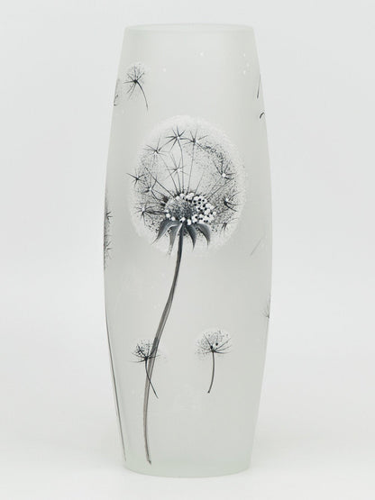 Skirt with black dandelion design on a white background