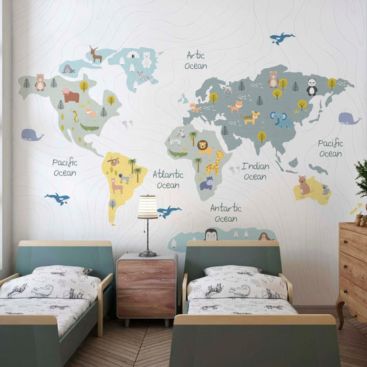 World Map with Animals | Kitchen + Metal