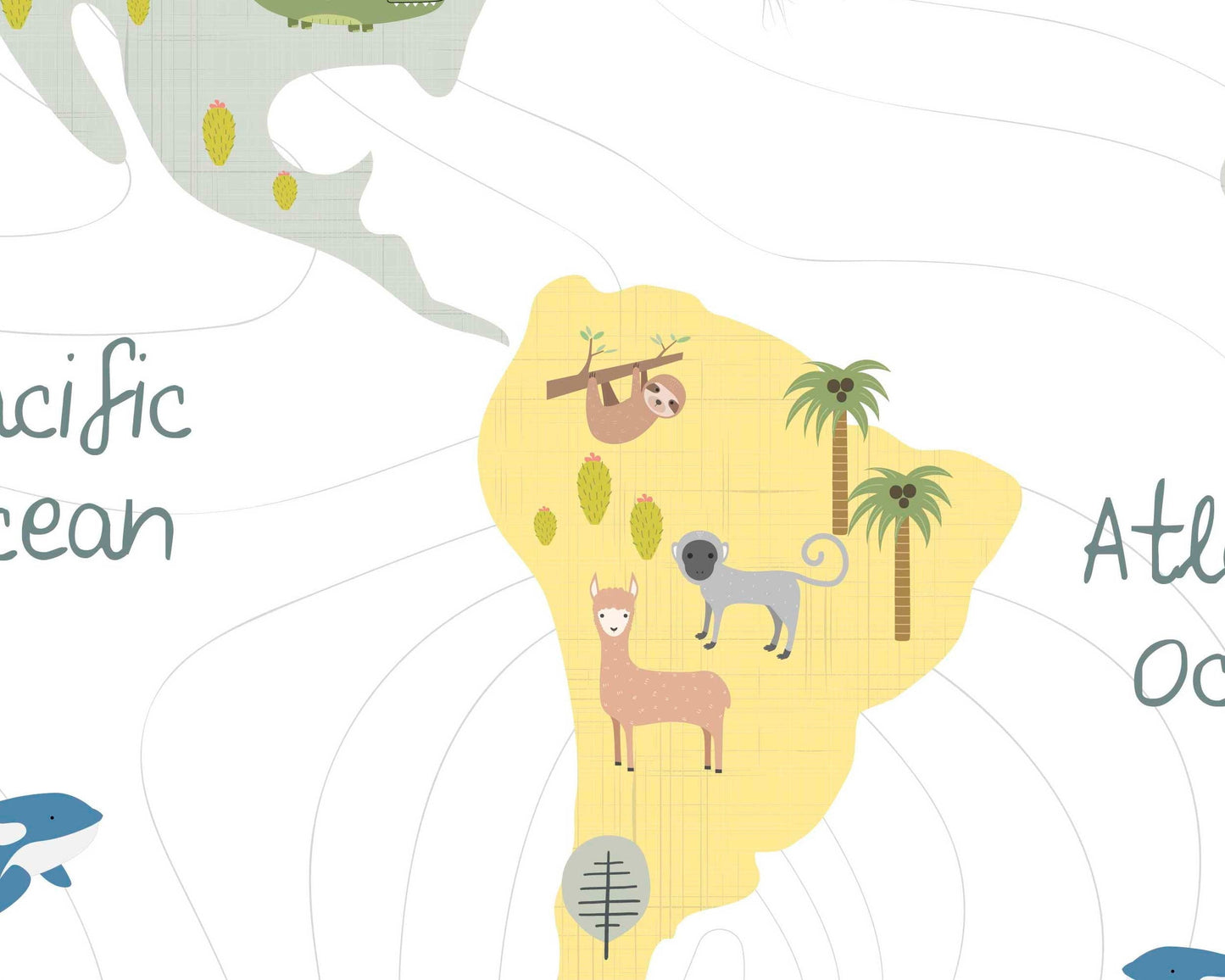 World Map with Animals | Kitchen + Metal
