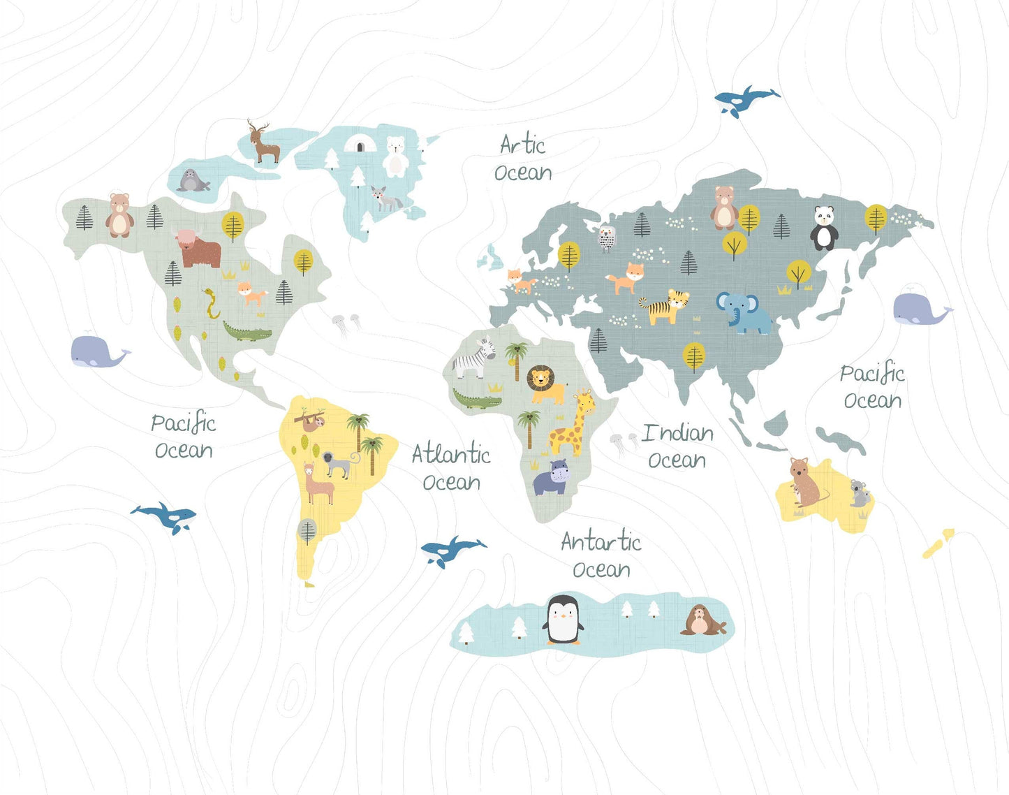 World Map with Animals | Kitchen + Metal