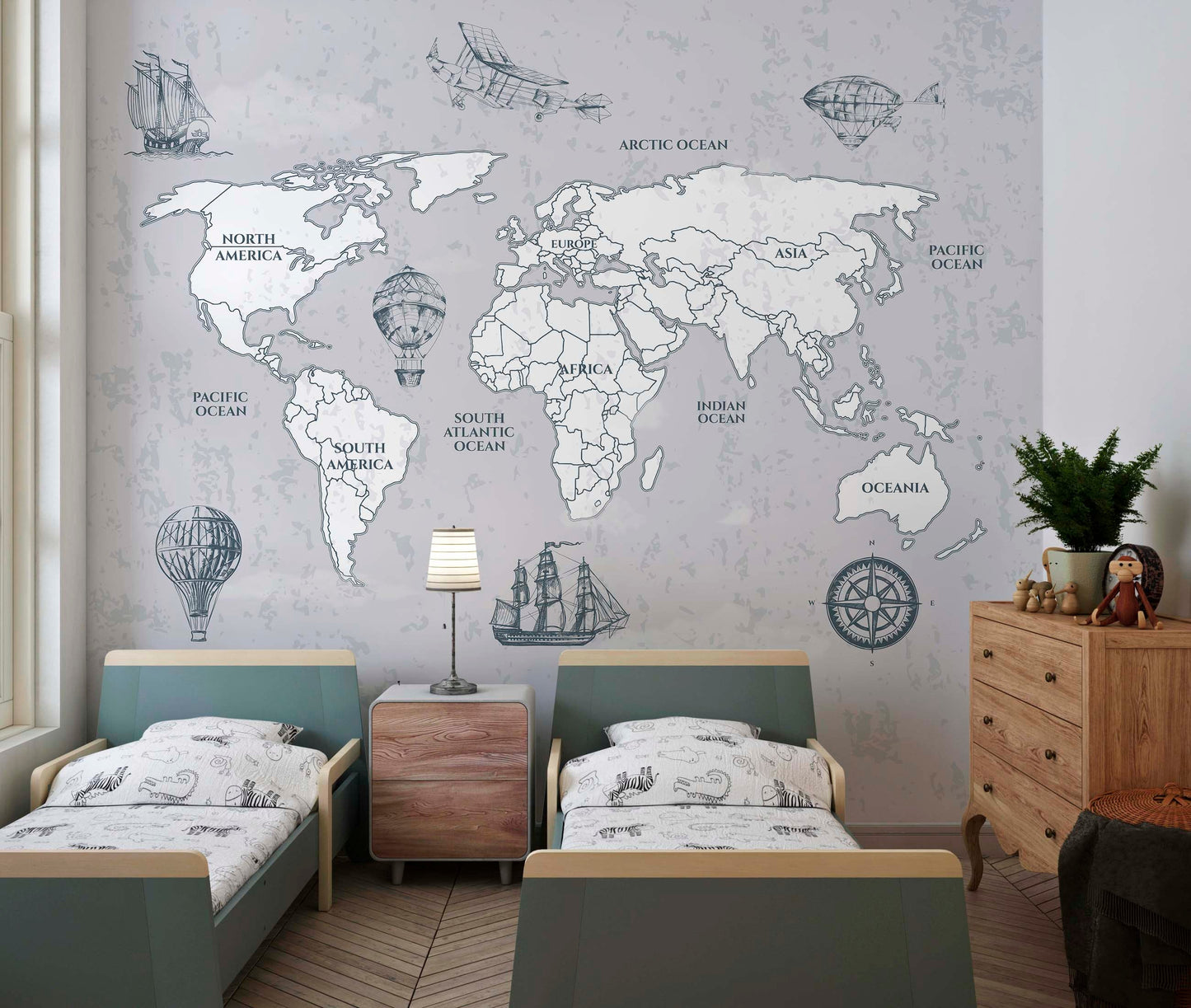 Vintage World Map | Kitchen + Metal