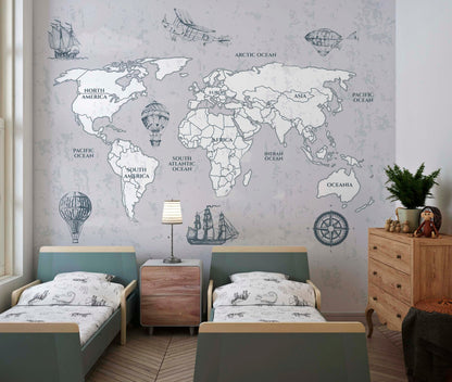 Vintage World Map | Kitchen + Metal