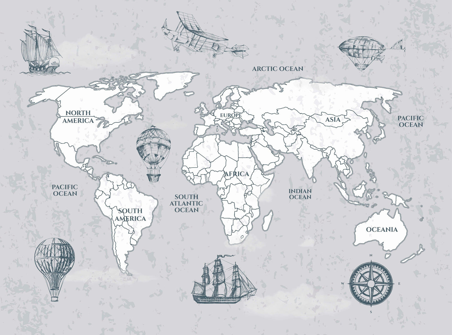 Vintage World Map | Kitchen + Metal