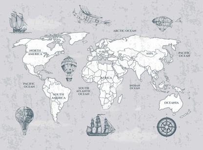 Vintage World Map | Kitchen + Metal