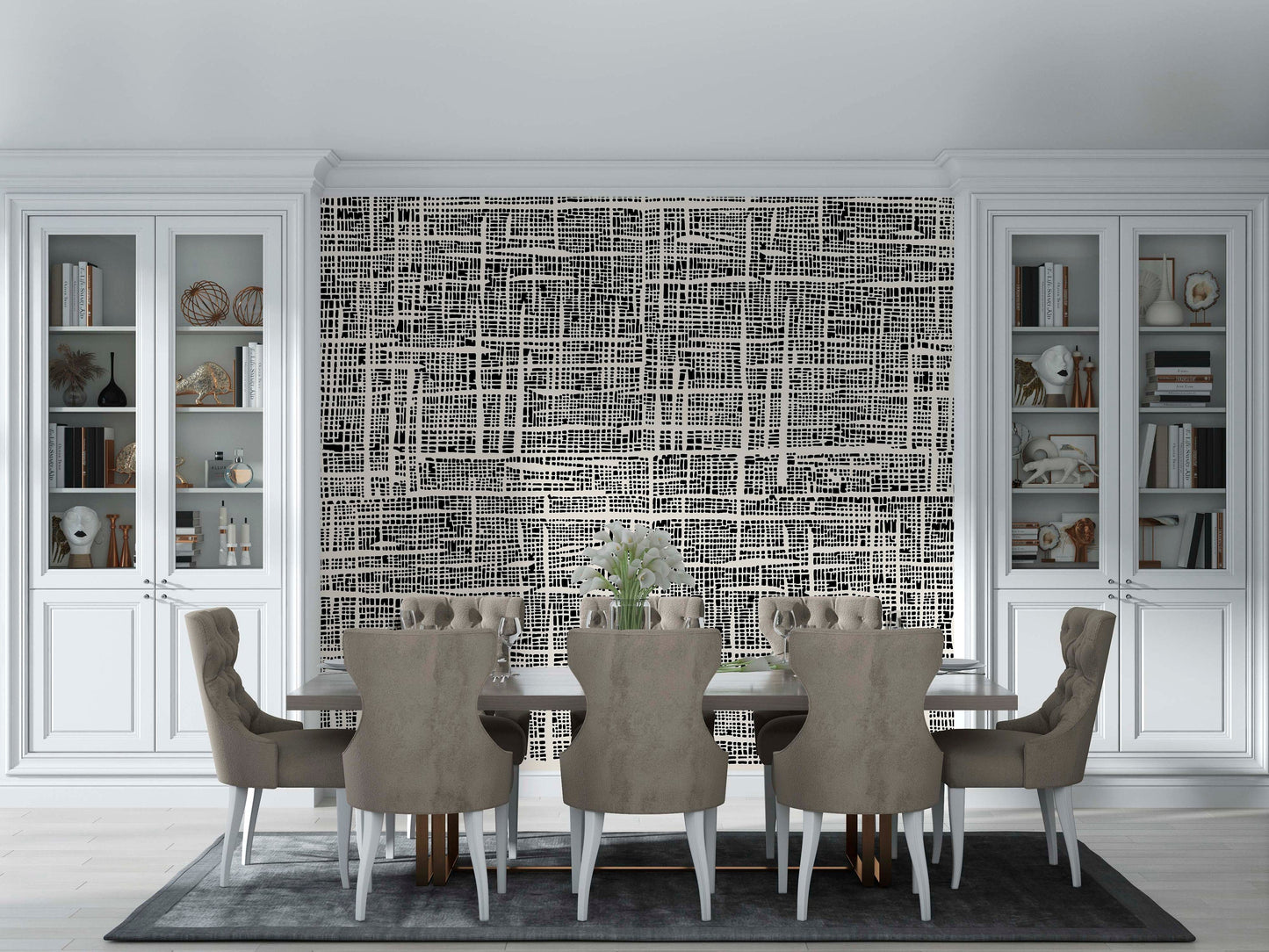 Black and beige Plaid wallpaper | Kitchen + Metal