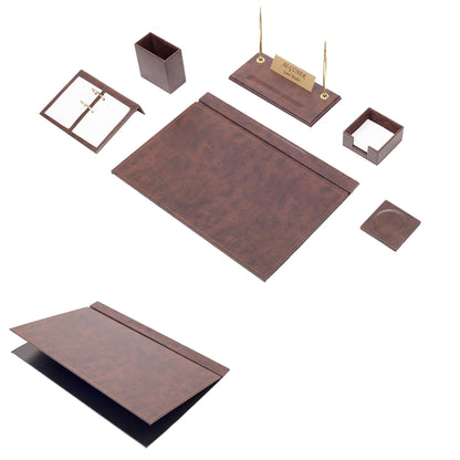 MOOG Leather Desk Set-8 Accessories - White - 8 PCS