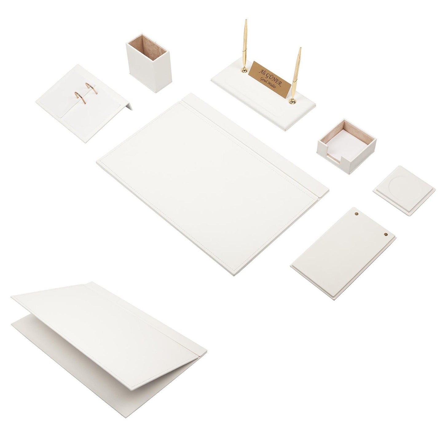 MOOG Leather Desk Set -Green - 9 PCS
