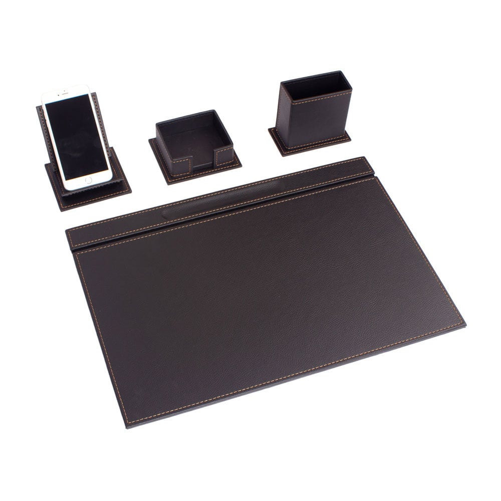 MOOG Luxury Desk Set-4 Accessories- Brown - 4 PCS