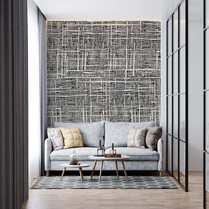 Black and beige Plaid wallpaper | Kitchen + Metal