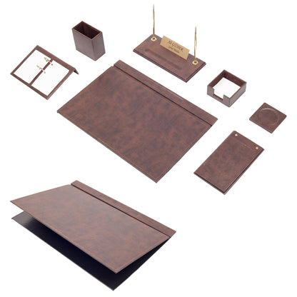 MOOG Leather Desk Set -White - 9 PCS