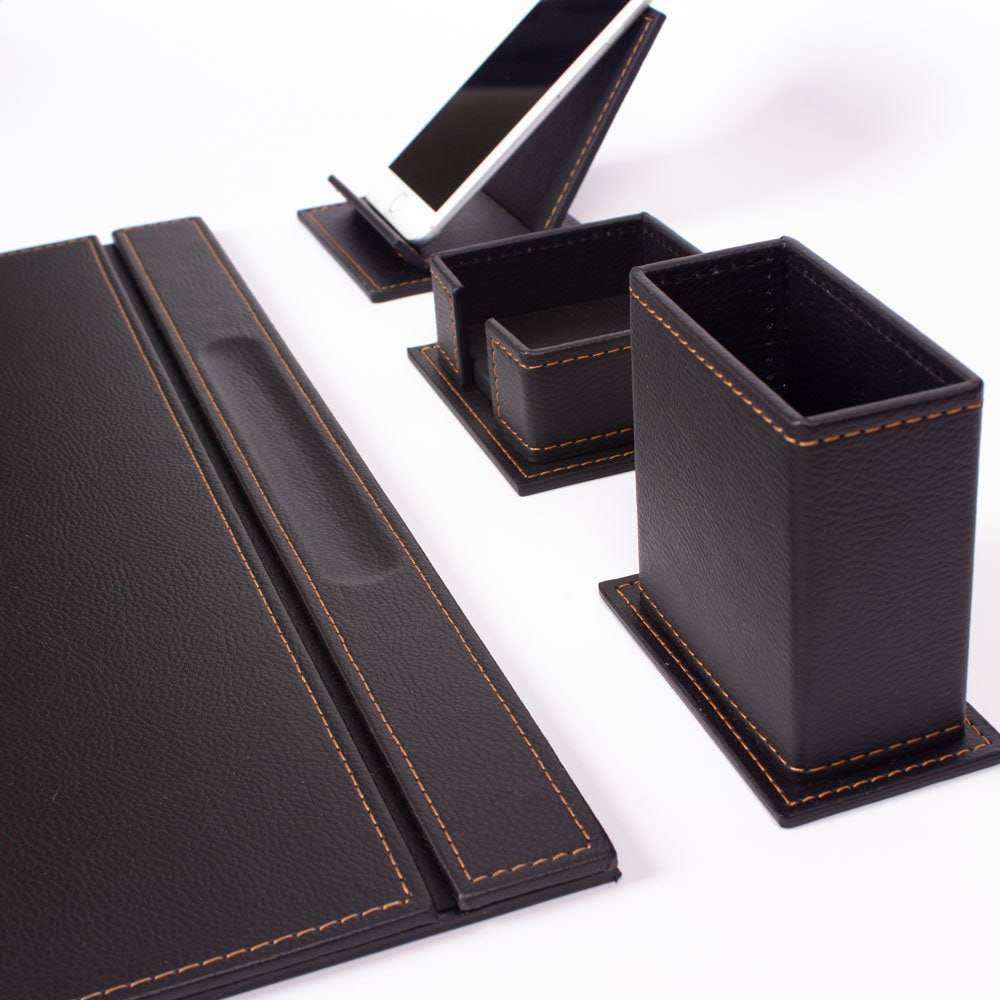 MOOG Luxury Desk Set-4 Accessories- Brown - 4 PCS