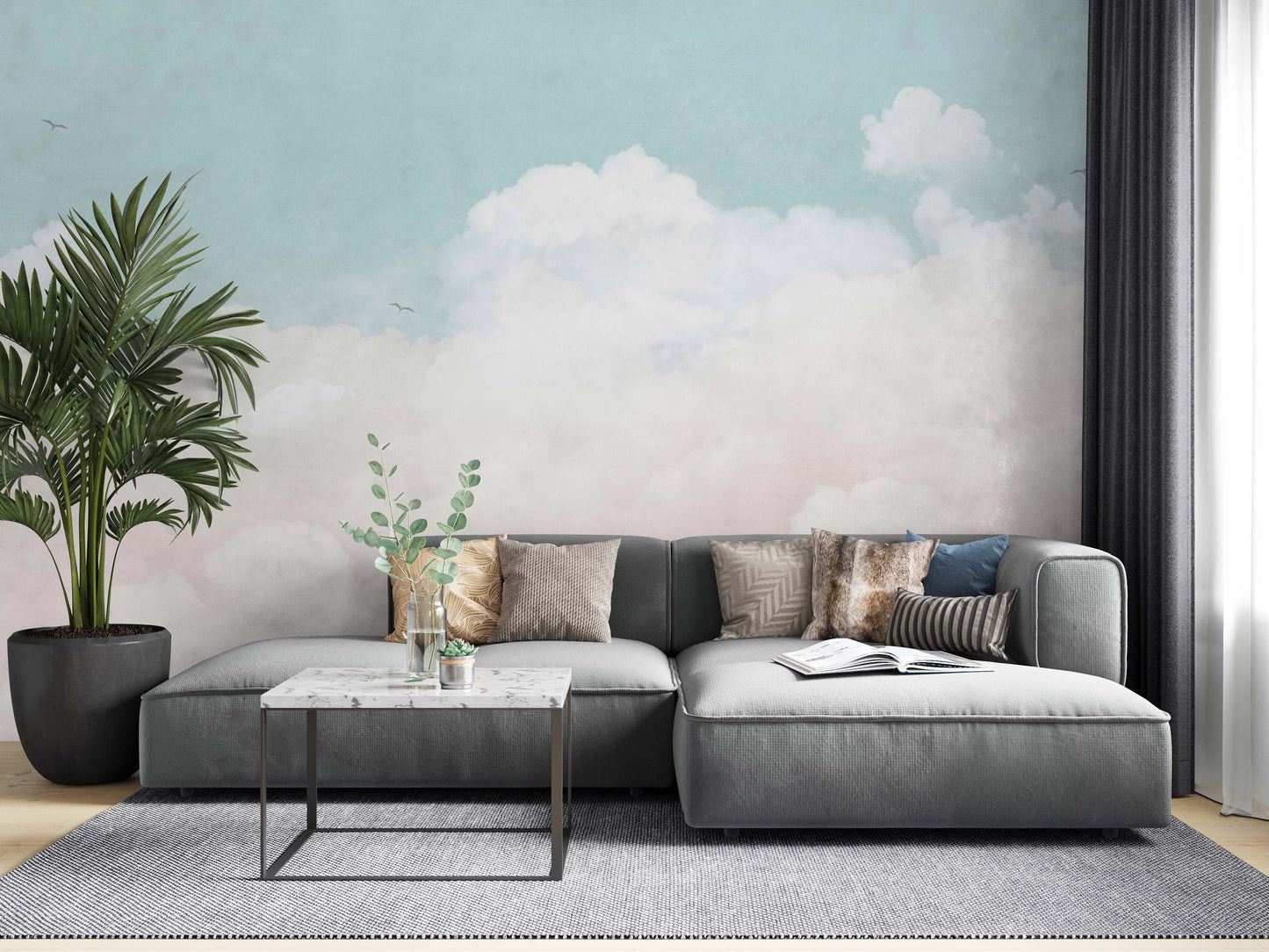 Pink and Blue Cloud Wallpaper | Kitchen + Metal
