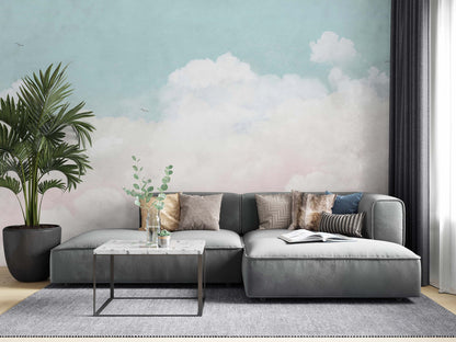Pink and Blue Cloud Wallpaper | Kitchen + Metal