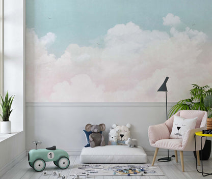 Pink and Blue Cloud Wallpaper | Kitchen + Metal