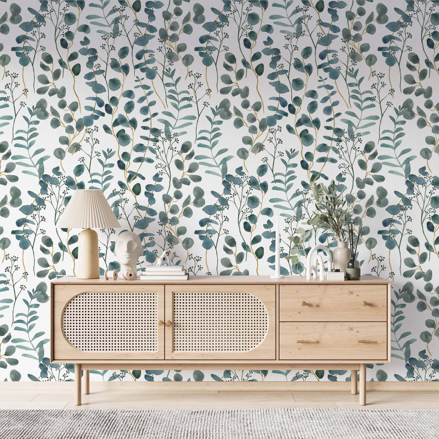 Turquoise Leaves Wallpaper | Kitchen + Metal