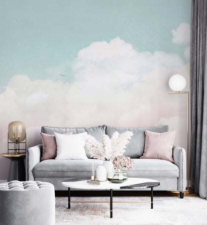 Pink and Blue Cloud Wallpaper | Kitchen + Metal