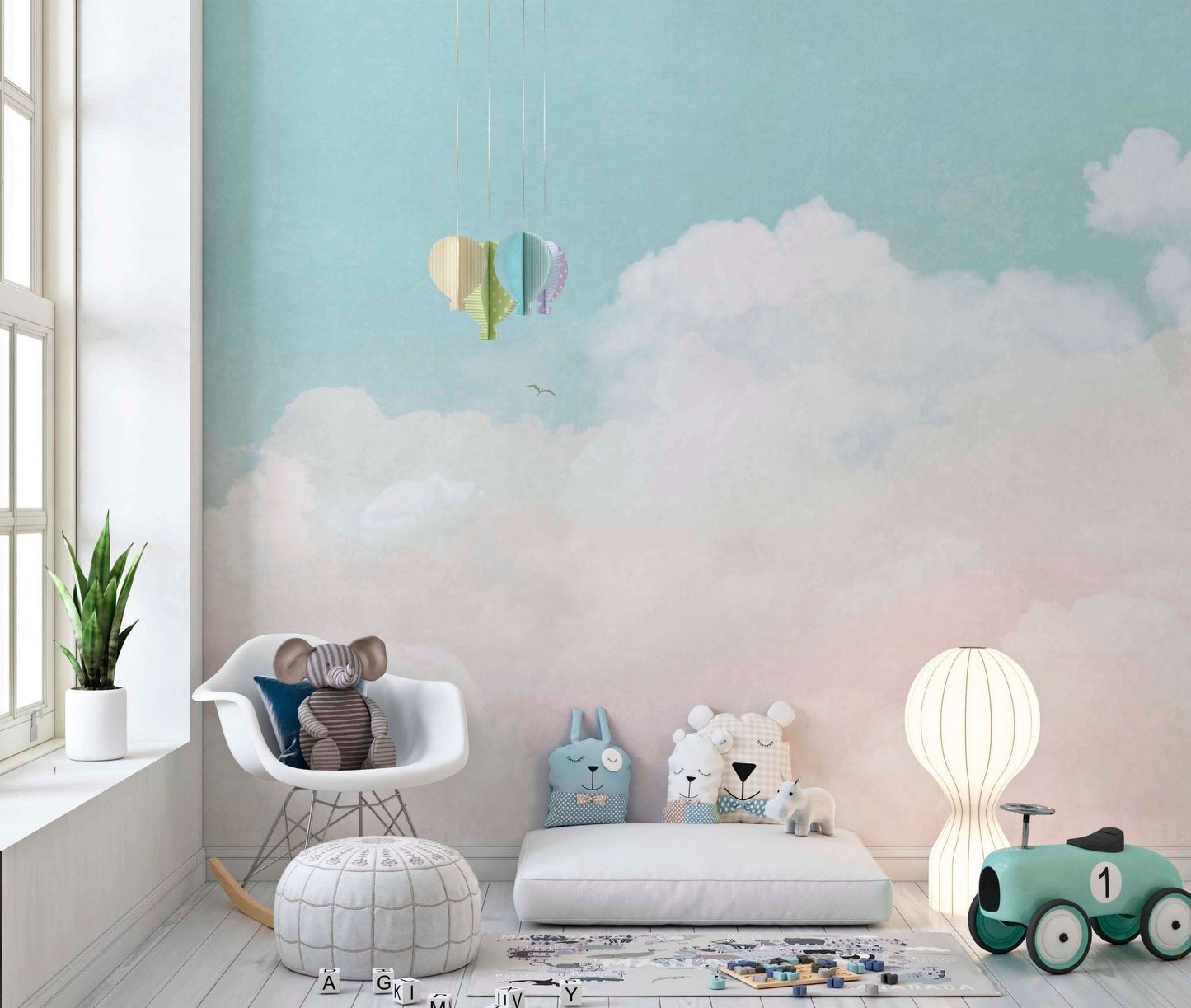 Pink and Blue Cloud Wallpaper | Kitchen + Metal