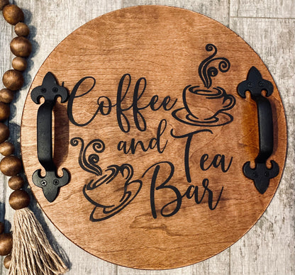 Tea Bar Decor, Wood Serving Tray, Coffee Bar, Decorative Tray,