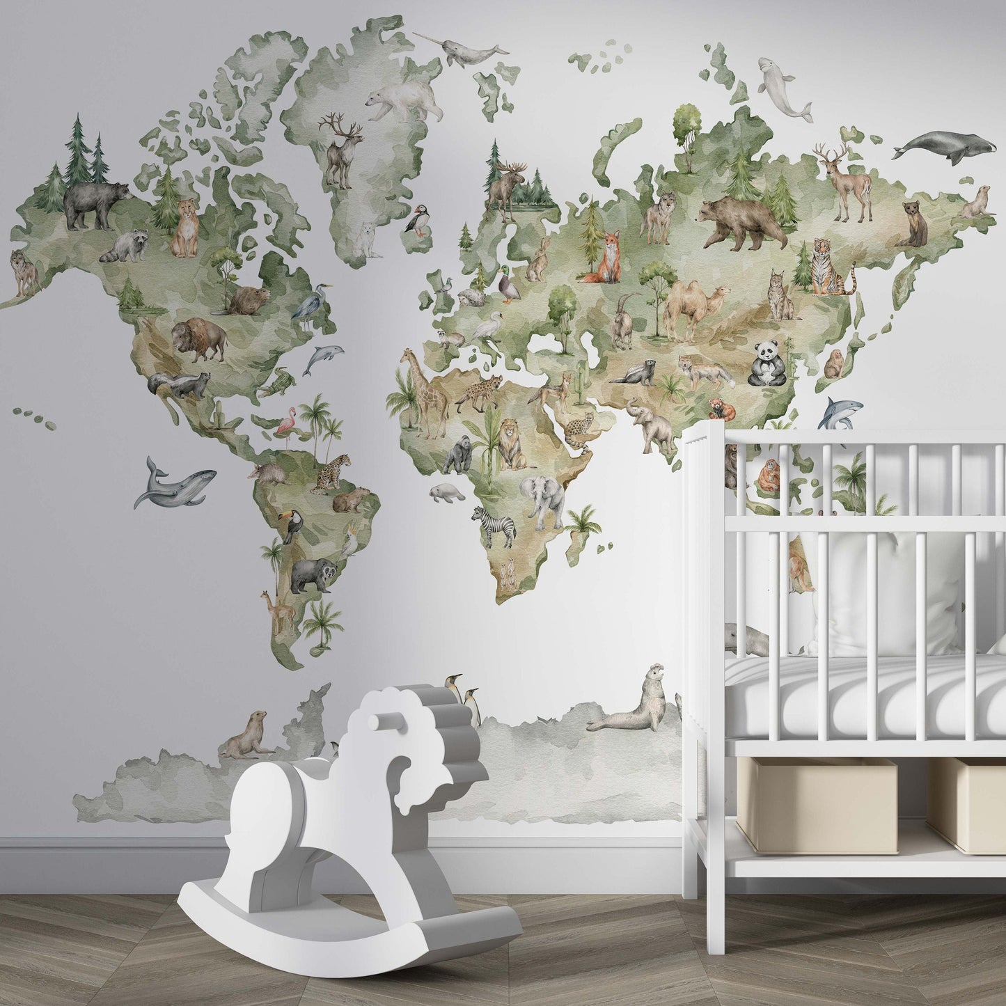Wildlife World Map | Kitchen + Metal