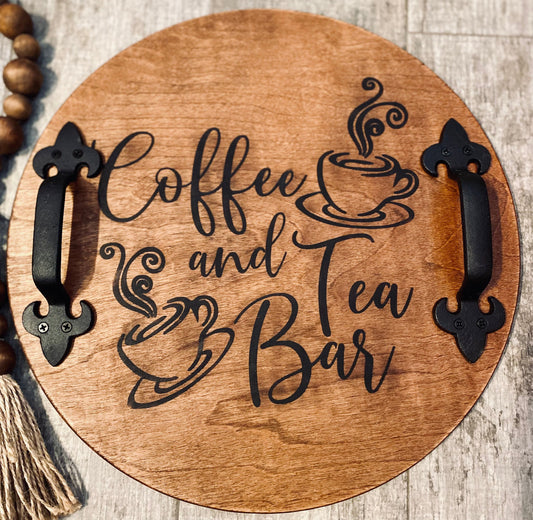 Tea Bar Decor, Wood Serving Tray, Coffee Bar, Decorative Tray,