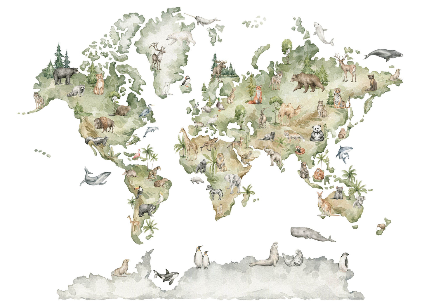 Wildlife World Map | Kitchen + Metal