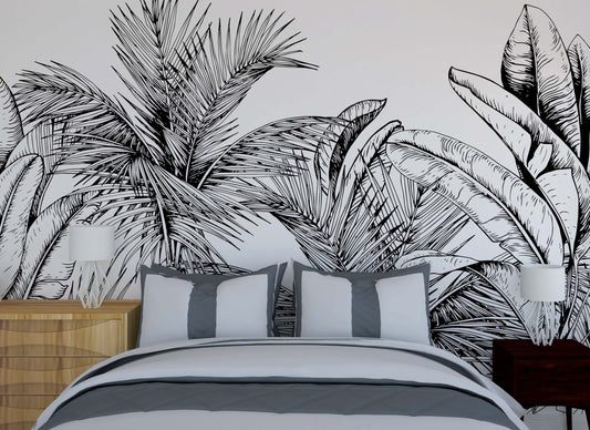Black and white tropical trees | Kitchen + Metal