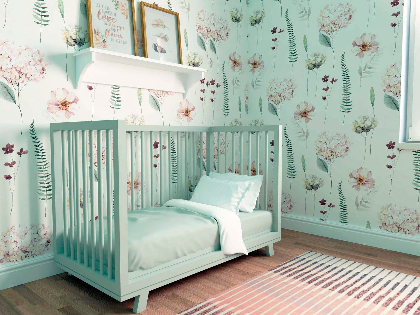 Hydrangea Watercolor Wallpaper | Kitchen + Metal