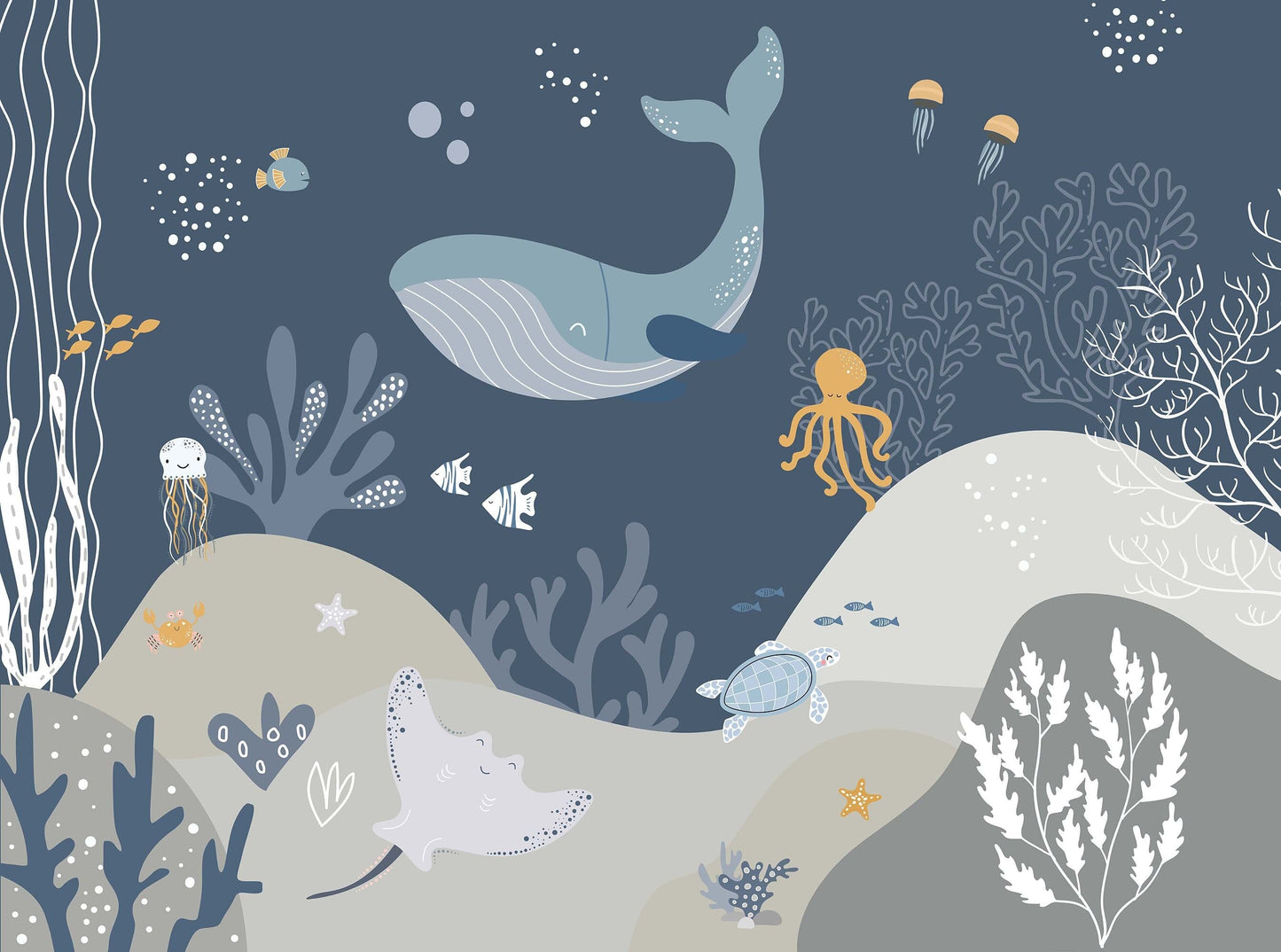 Blue Whale Underwater Mural
