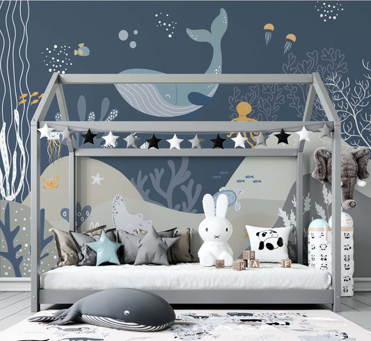 Blue Whale Underwater Mural