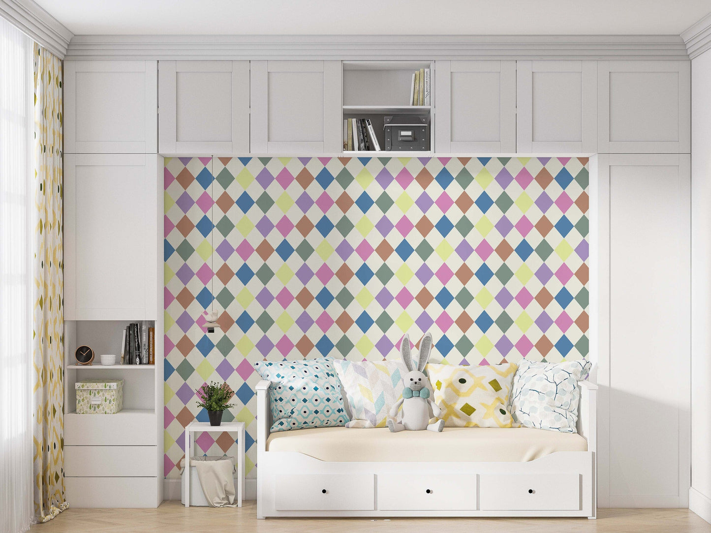 Pastel geometric wallpaper | Kitchen + Metal