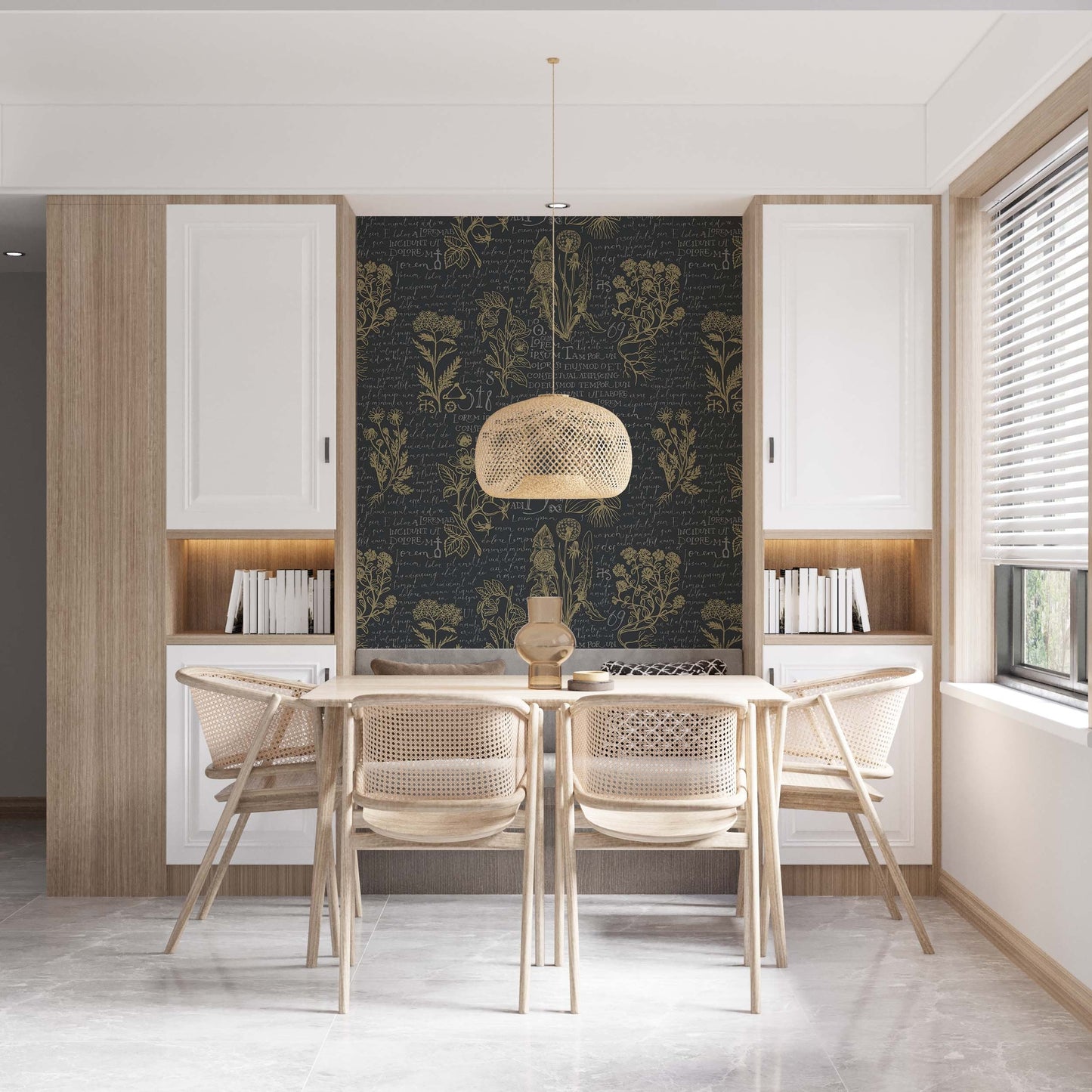 Vintage botanical wallpaper | Kitchen + Metal