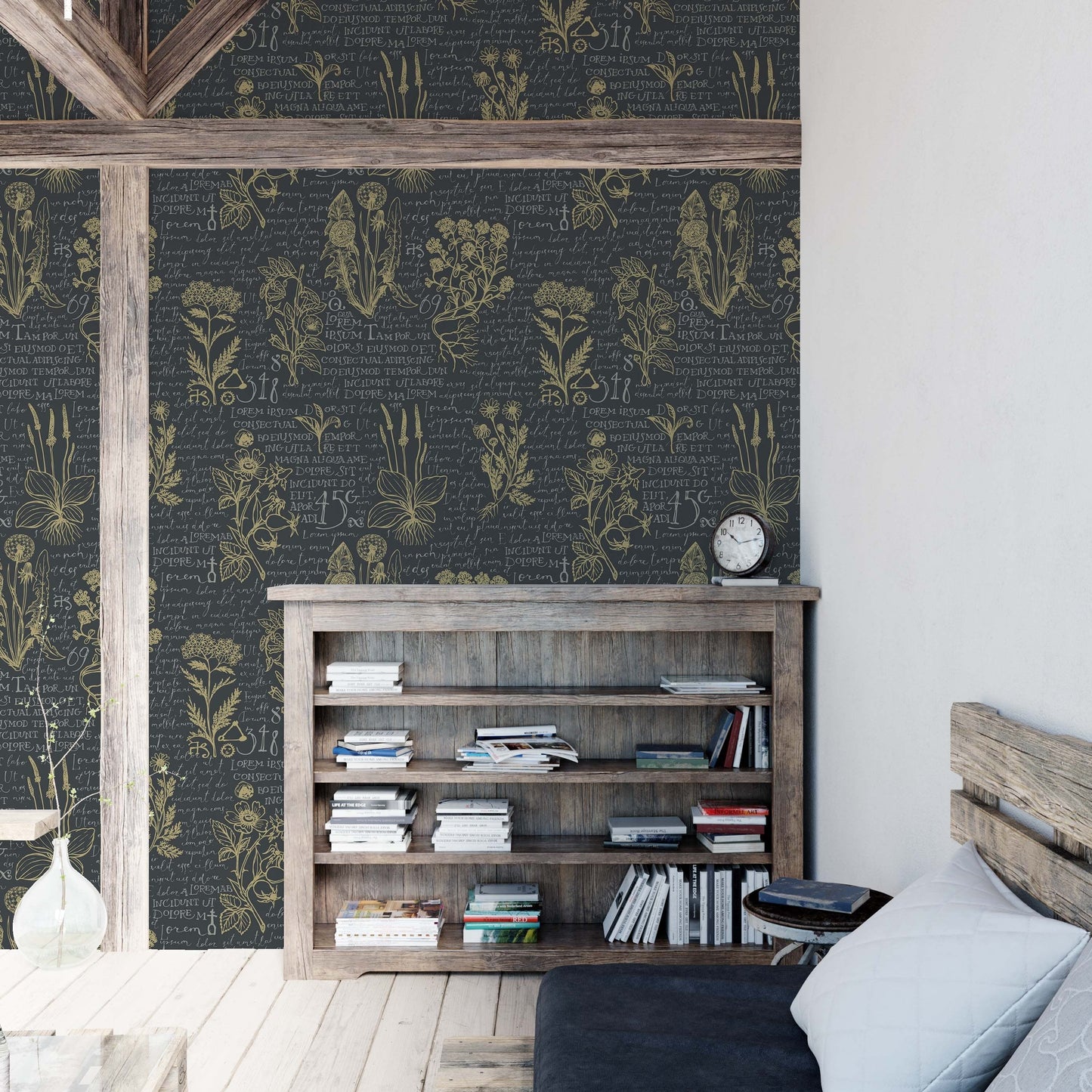 Vintage botanical wallpaper | Kitchen + Metal