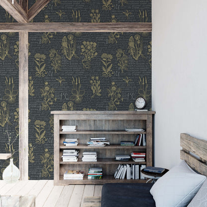 Vintage botanical wallpaper | Kitchen + Metal