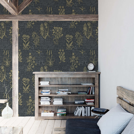 Vintage botanical wallpaper | Kitchen + Metal