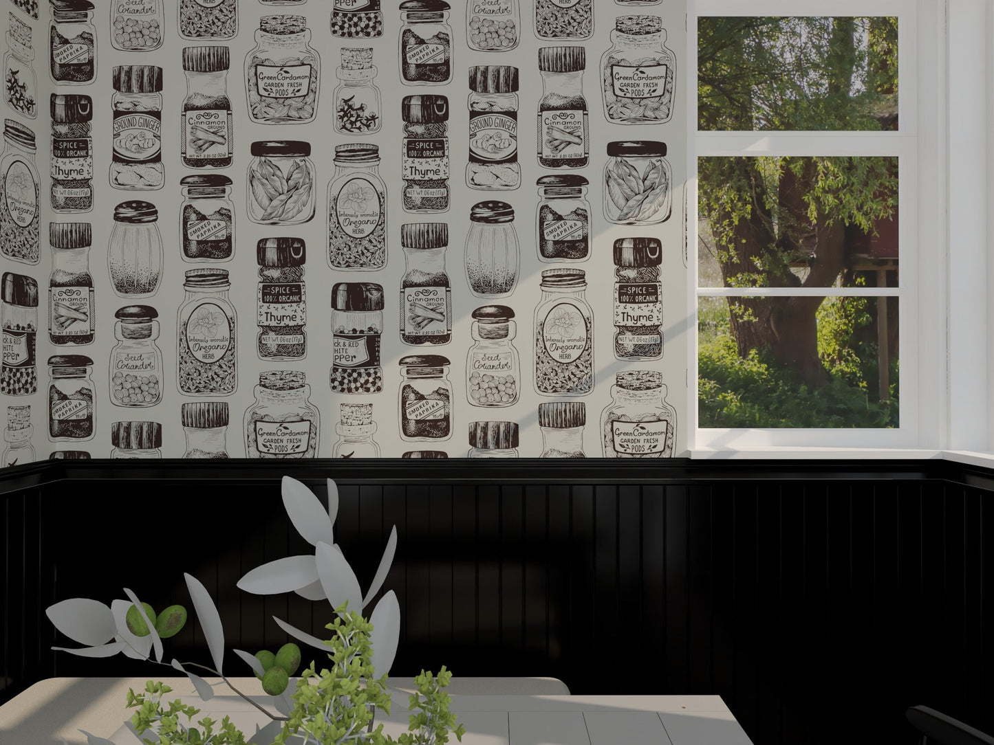 Kitchen Vintage Spice Rack Wallpaper | Kitchen + Metal