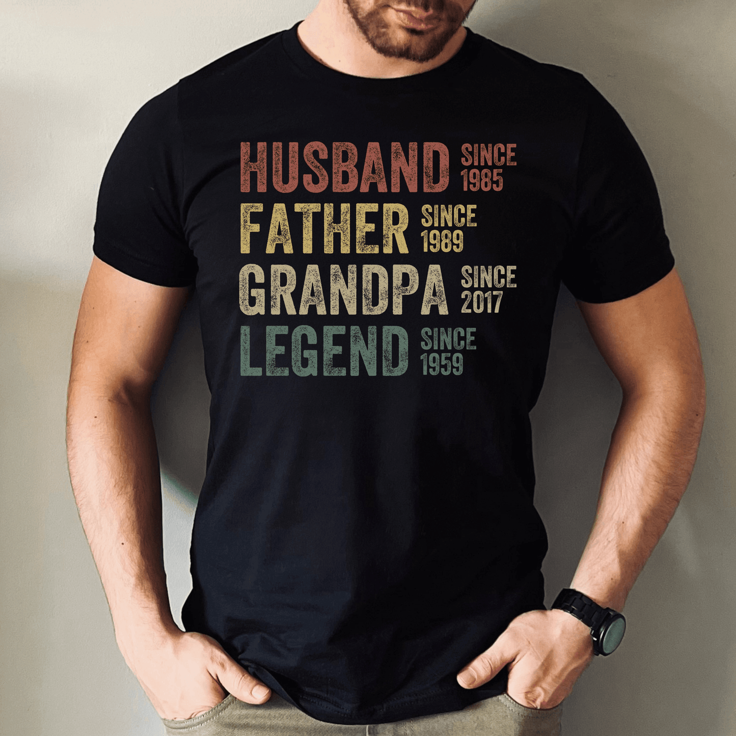 Husband, Father, Grandpa, Legend: The Journey of a Lifetime - Personalized Custom Year T Shirt