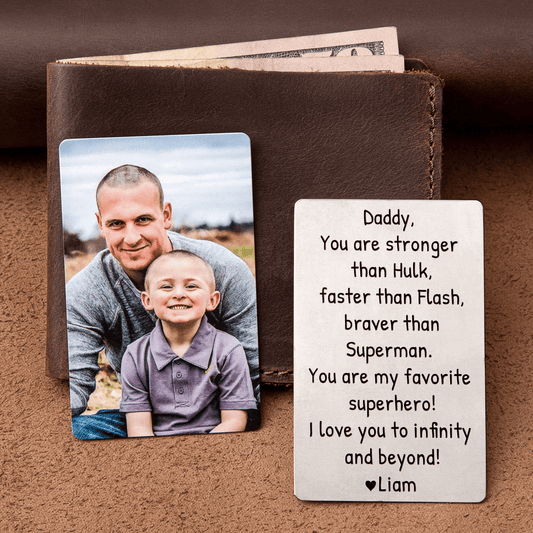 Custom Photo Wallet Insert Card - Personalized Double-Sided Aluminum Wallet Card - Gift for Dad or Grandpa | Birthdays, Father's Day, or any occasion