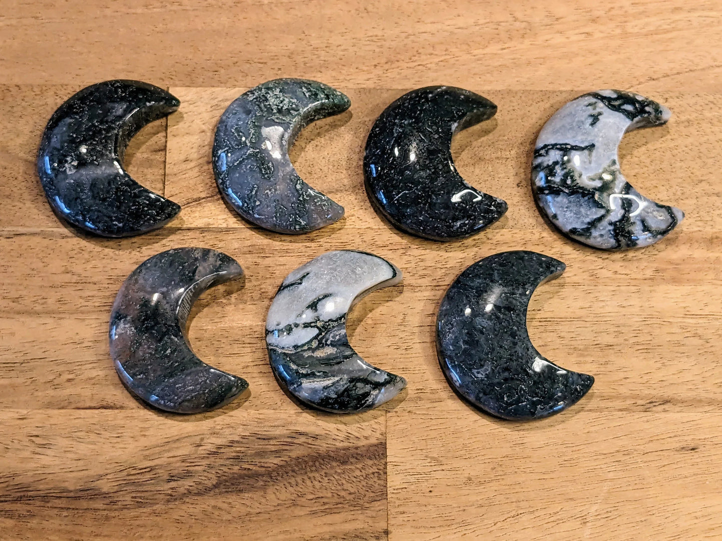 Moss Agate Mini Moons