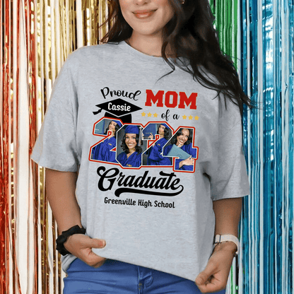 Custom Photo Proud Family Of A Class Of 2024 Graduate Senior - Personalized Custom Graduation T Shirt - Loving Gift for Grandma, Grandpa, Mom, Dad, Brother, Sister, Aunt, Uncle