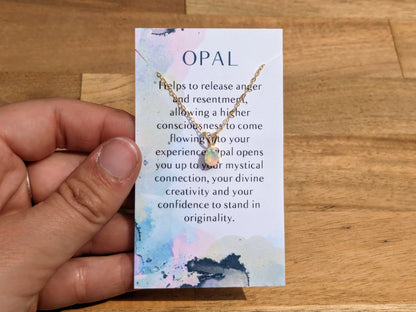 Faceted White Fire Opal 14k Gold Necklace