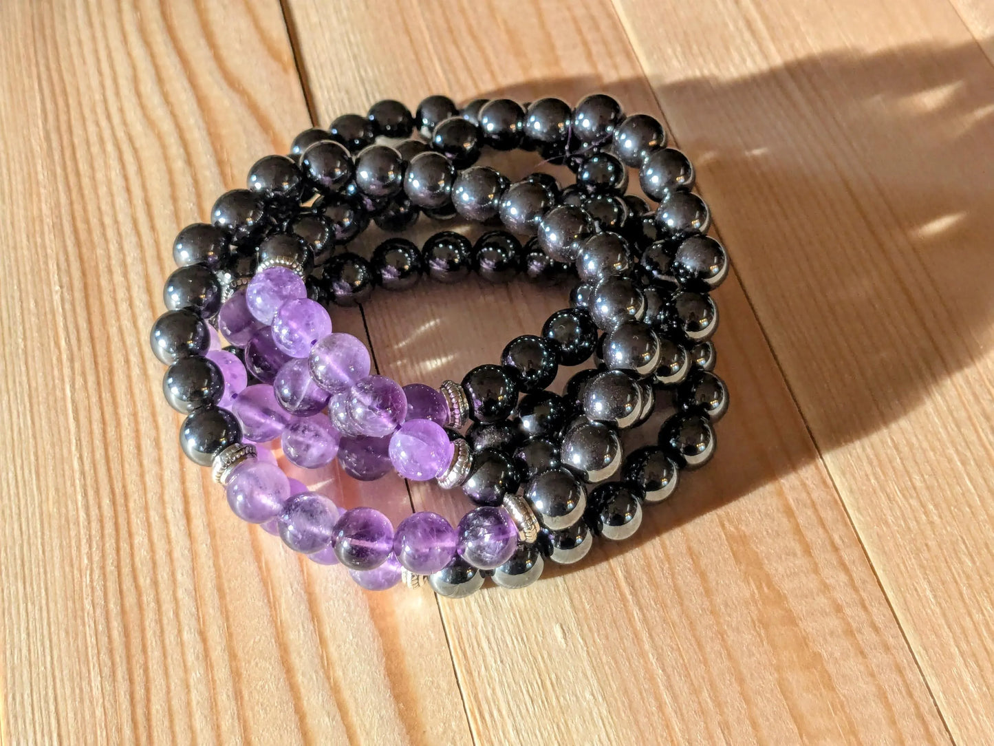 Amethyst & Hematite Stretch Bracelets