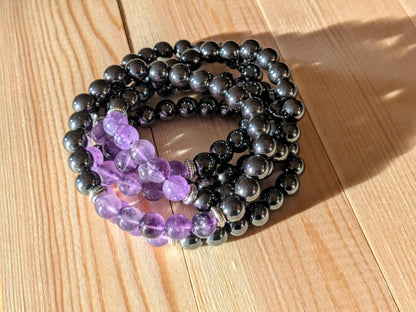 Amethyst & Hematite Stretch Bracelets