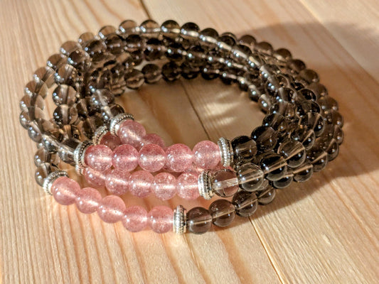 Strawberry & Smoky Quartz Stretch Bracelets