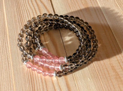 Strawberry & Smoky Quartz Stretch Bracelets