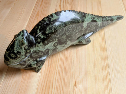 Kambaba Jasper Chameleon Carving - OOAK