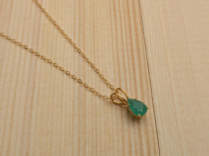 14k Gold Filled Genuine Emerald Necklace