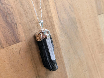 Black Tourmaline + Selenite Necklace