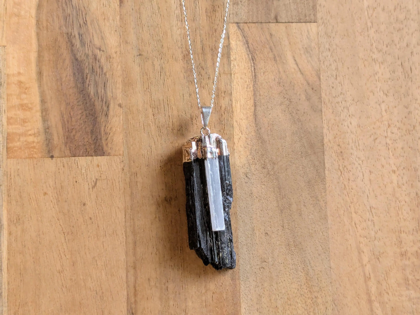 Black Tourmaline + Selenite Necklace